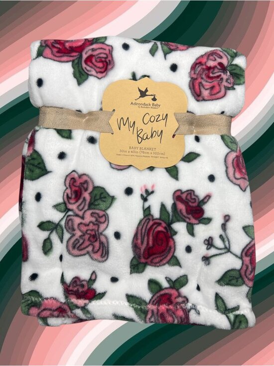 Berkshire Other - NWT Floral Flowers Roses Adirondack Baby Blanket Plush Pink White Green My Cozy